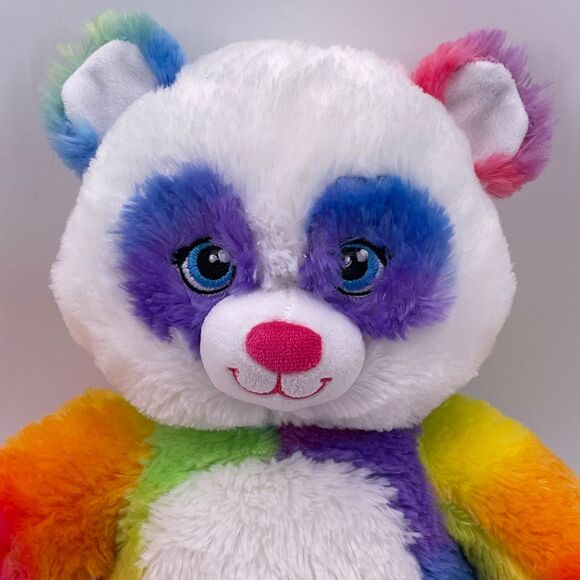 Build A Bear 16" Panda Bear BAB White with Rainbow Colors 2014 Embroidered Eyes - Picture 3 of 12